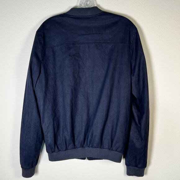 Pull & Bear Daily Standards Long Sleeve Zip Up Bomber Jacket Men's Med Navy Blue - Picture 2 of 8